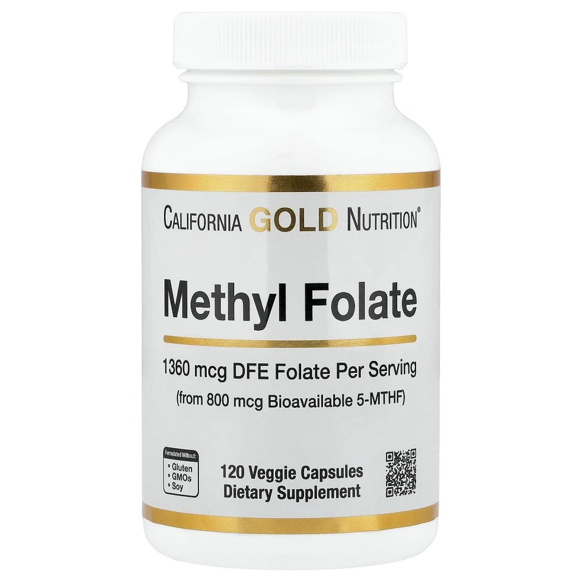 California Gold Nutrition, Metilfolato e Vitamina C, 120 Cápsulas Vegetais