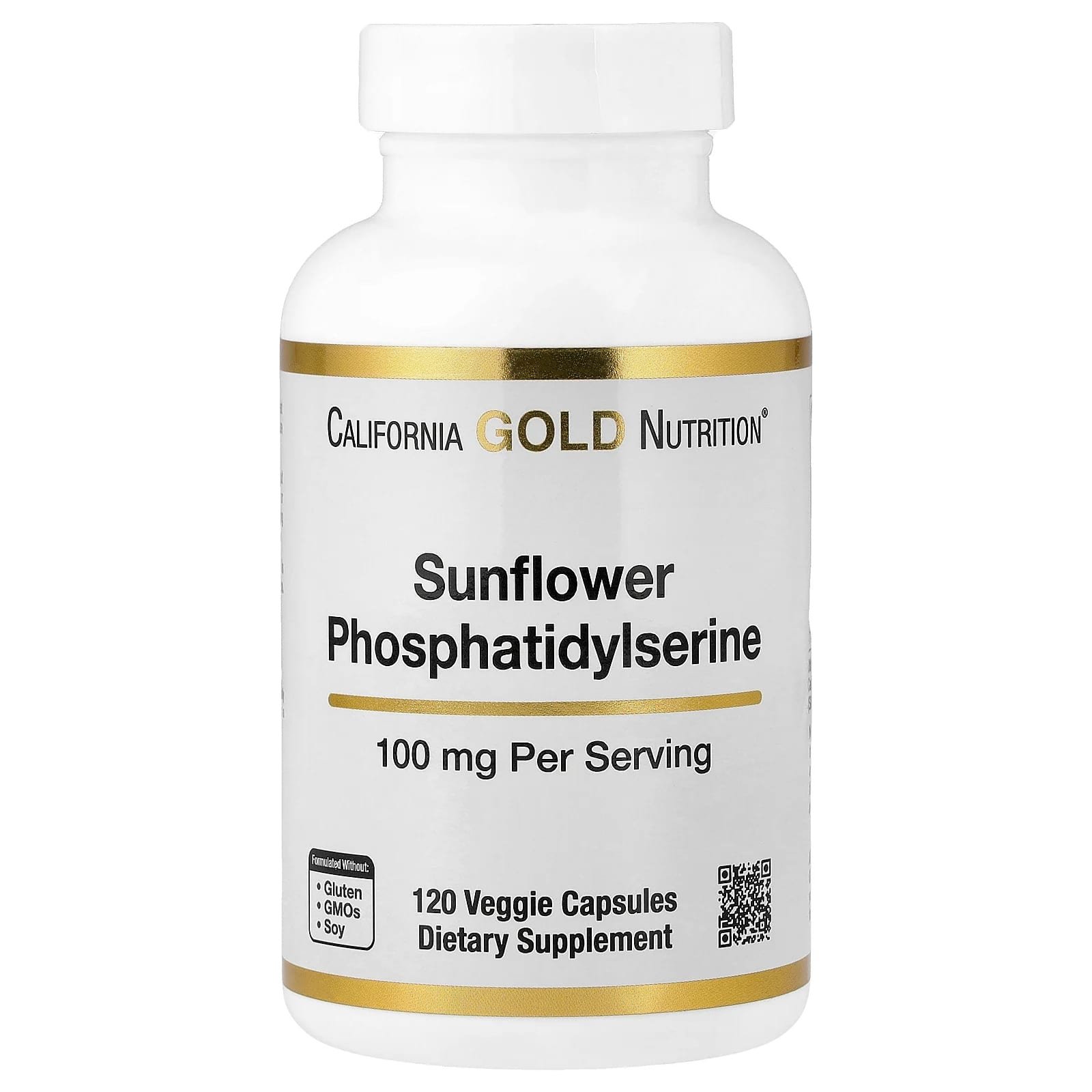 California Gold Nutrition, Fosfatidilserina de Girassol, 100 mg, 120 Cápsulas Vegetais