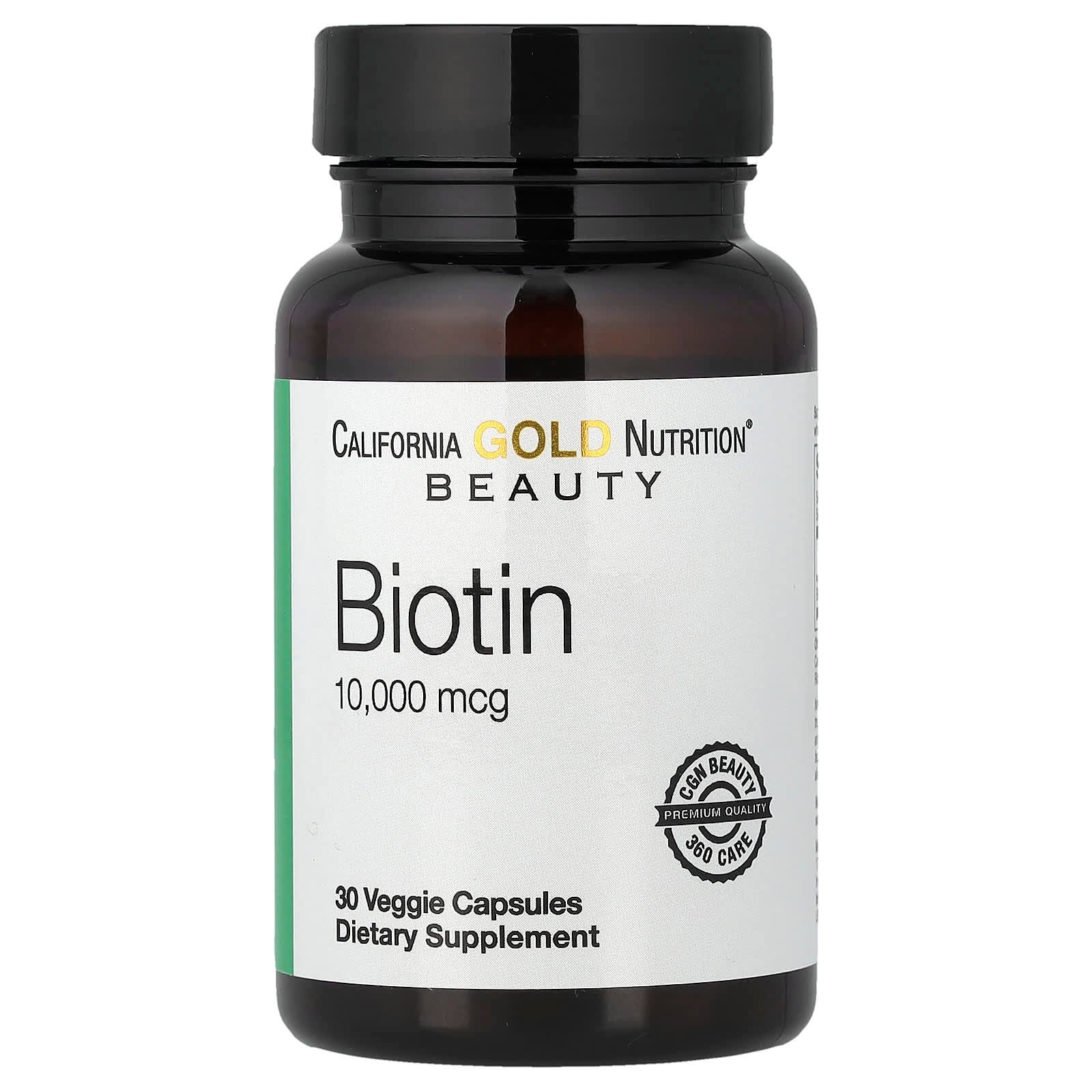 California Gold Nutrition, Biotina, 10.000 mcg, 30 Cápsulas Vegetais