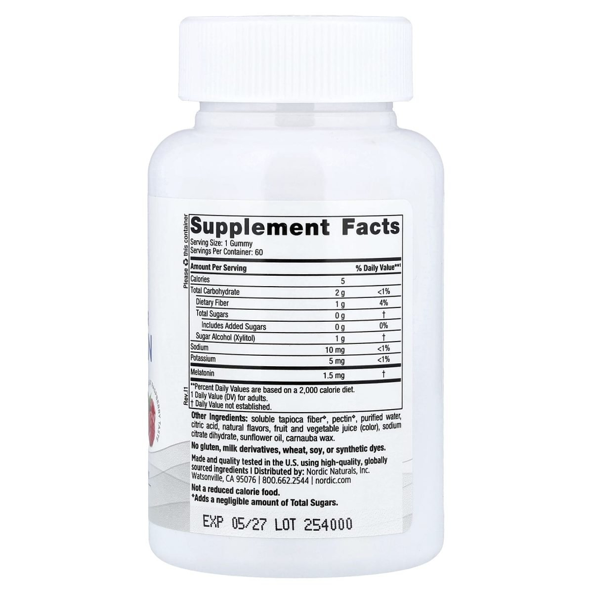 Nordic Naturals, Zero Sugar Melatonin Gummies, Raspberry, 1.5 mg, 60 Gummies, foto 2