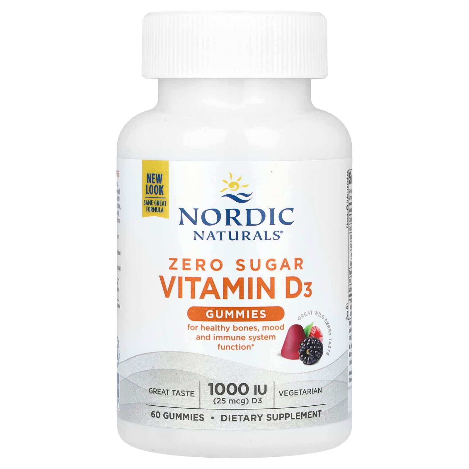 Nordic Naturals, Sport, Gomas de Vitamina D3 sem Açúcar, Great Wild Berry, 25 mcg (1.000 UI), 60 Gomas