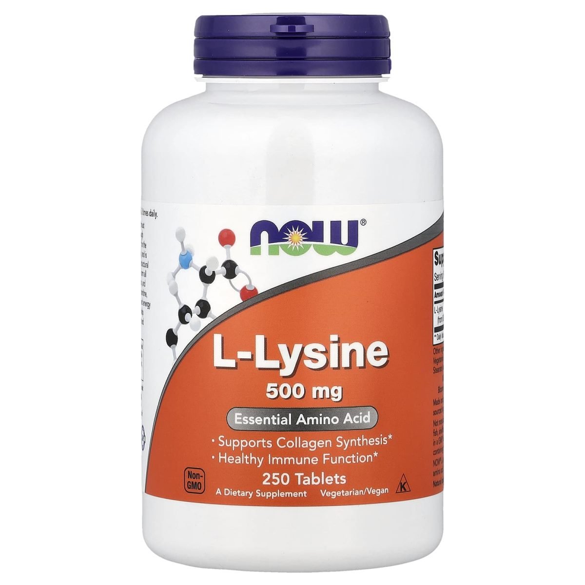 NOW Foods, L-Lisina, 500 mg, 250 Comprimidos