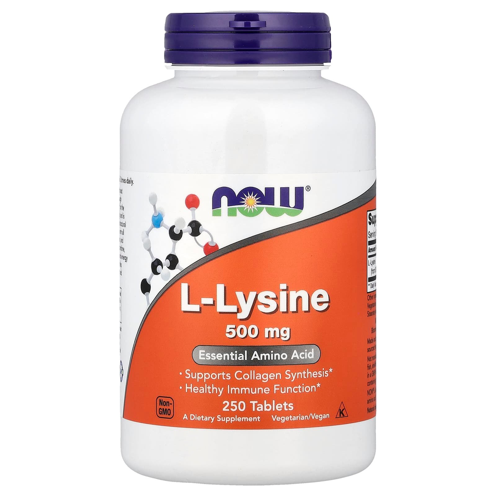 NOW Foods, L-Lisina, 500 mg, 250 Comprimidos