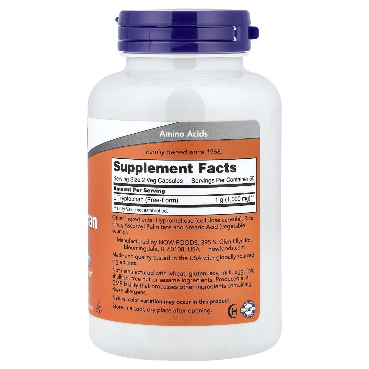 NOW Foods, L-triptofano, 500 mg, 120 Cápsulas Vegetais, foto 2