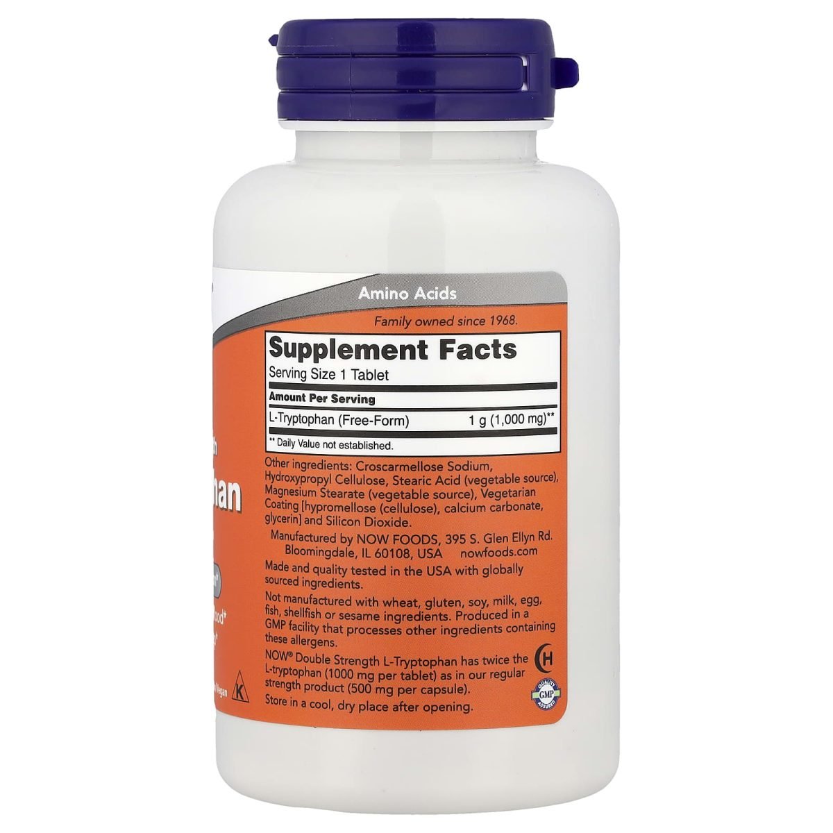NOW Foods, L-Triptofano, 1.000 mg, 60 Comprimidos, foto 2