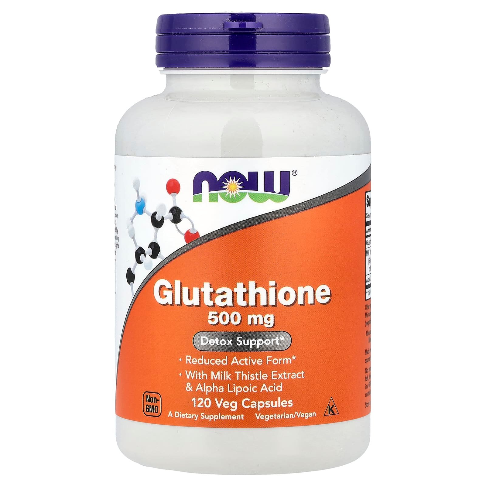 NOW Foods, Glutationa, 500 mg, 120 Cápsulas Vegetais