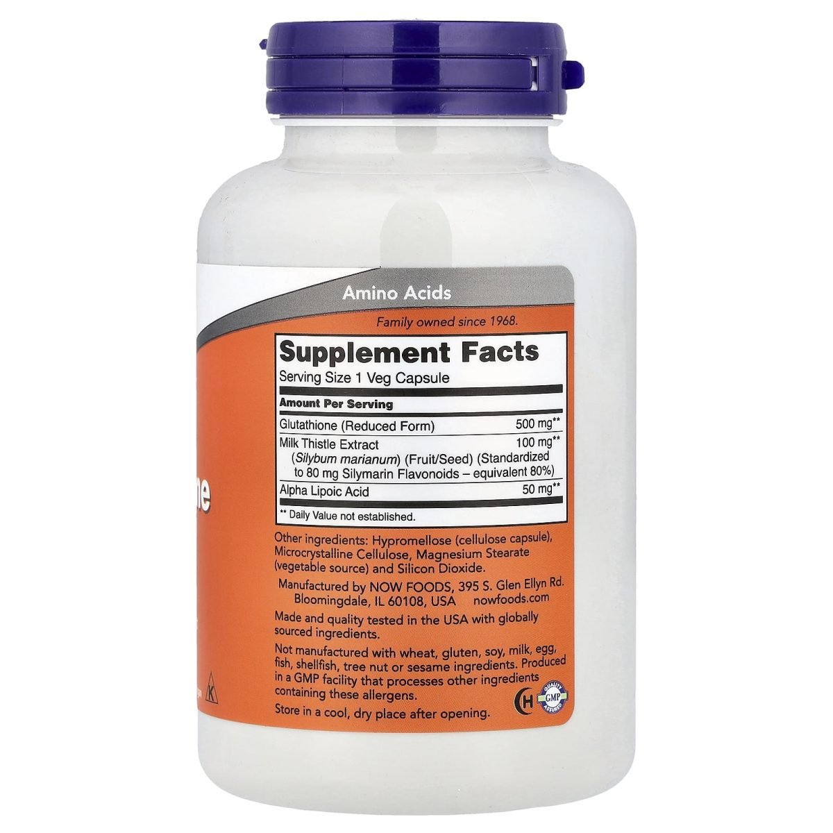 NOW Foods, Glutationa, 500 mg, 120 Cápsulas Vegetais, foto 2
