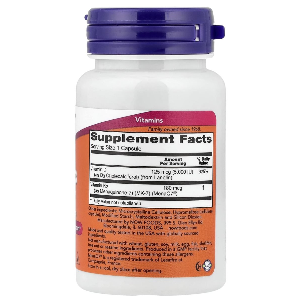 NOW Foods, Mega D3 & MK-7, 30 Capsules, foto 2