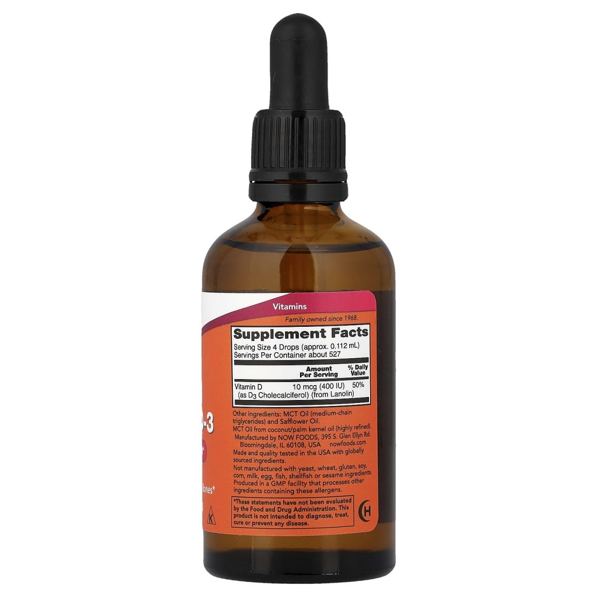 NOW Foods, Vitamina D-3 Líquida, 59 ml (2 fl oz), foto 2