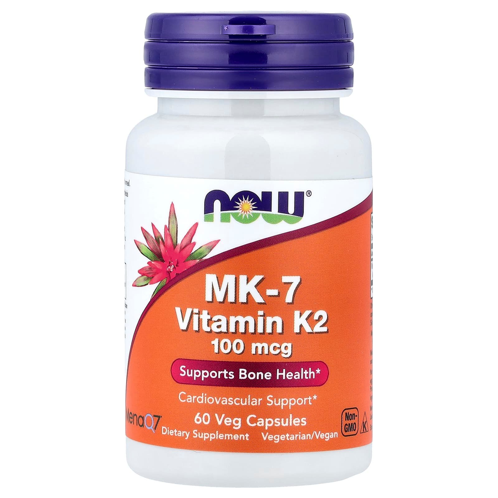 NOW Foods, MK-7, Vitamina K-2, 100 mcg, 60 Cápsulas Vegetais