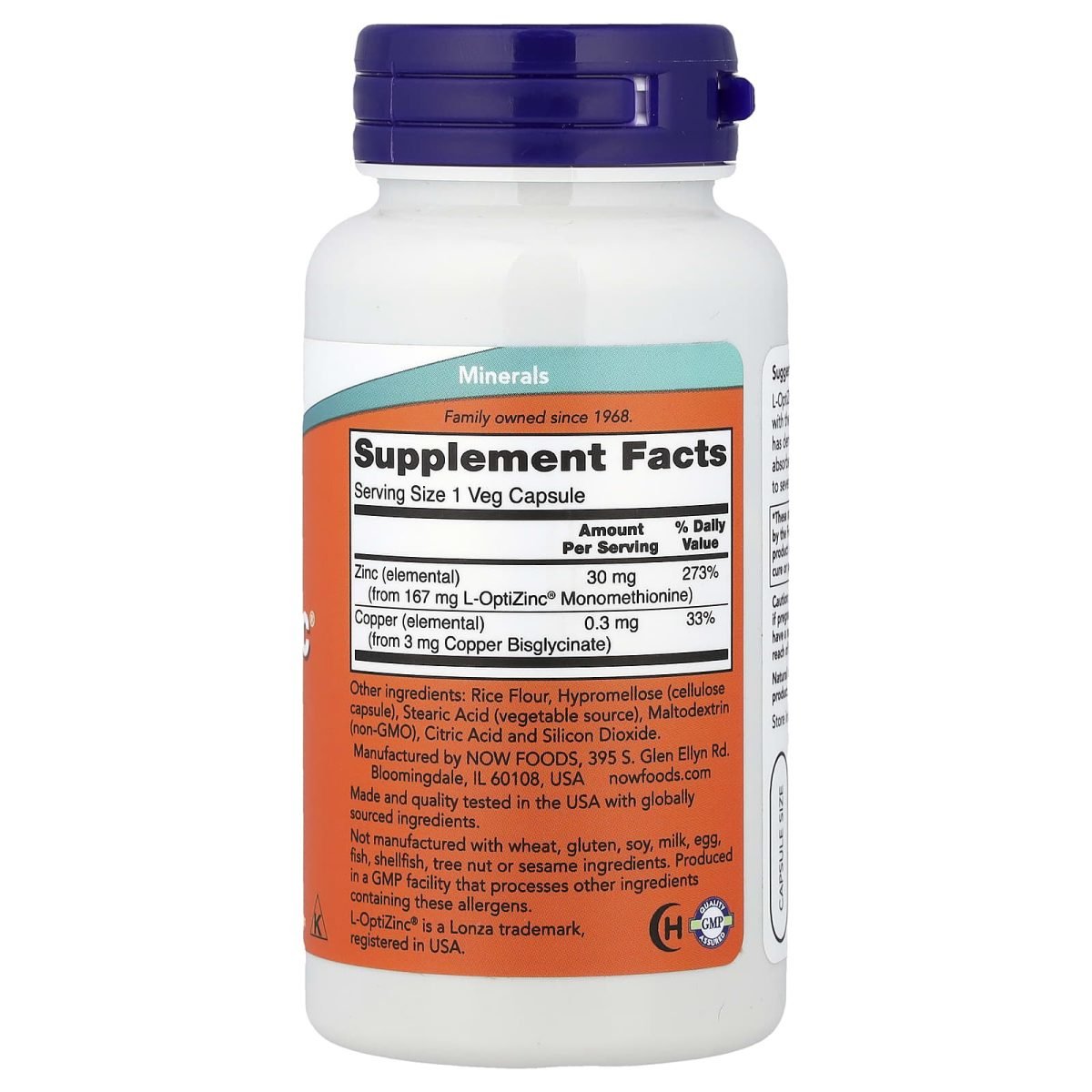 NOW Foods, L-OptiZinc®, 100 Cápsulas Vegetais, foto 2