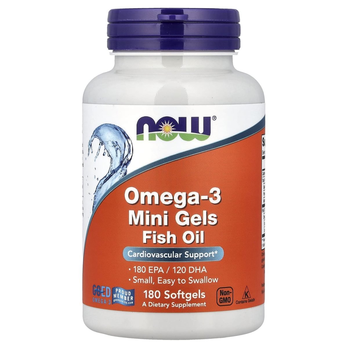 NOW Foods, Óleo de Peixe Ômega-3, 180 mg, 500 Cápsulas Softgel (500 mg por Cápsula Softgel)