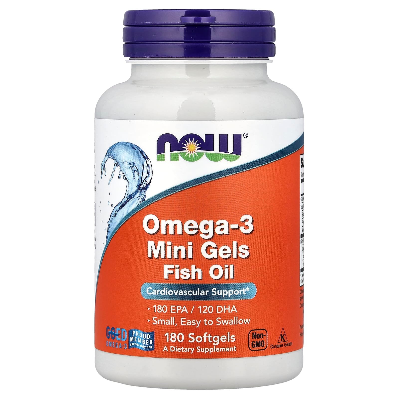 NOW Foods, Óleo de Peixe Ômega-3, 180 mg, 500 Cápsulas Softgel (500 mg por Cápsula Softgel)