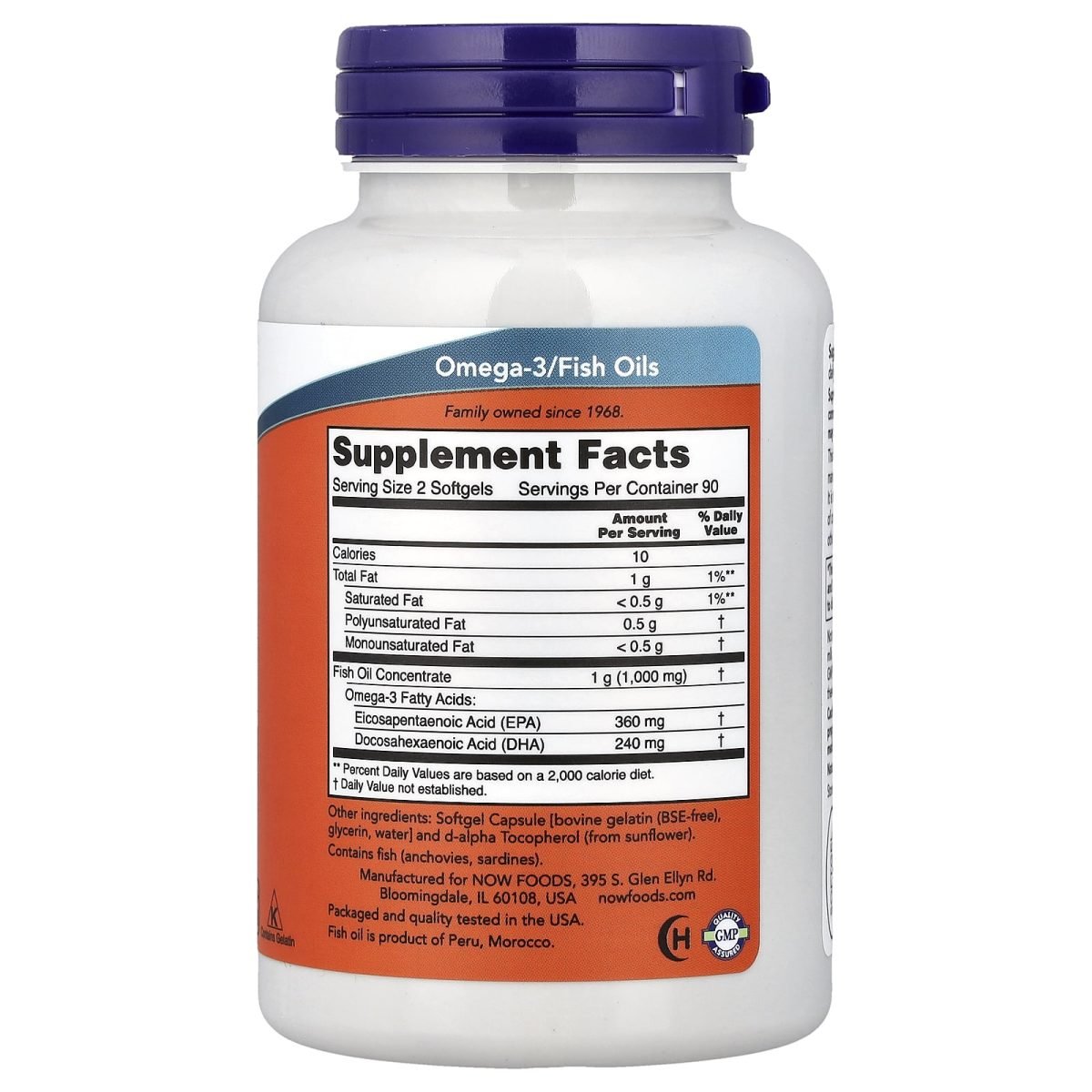 NOW Foods, Óleo de Peixe Ômega-3, 180 mg, 500 Cápsulas Softgel (500 mg por Cápsula Softgel), foto 2