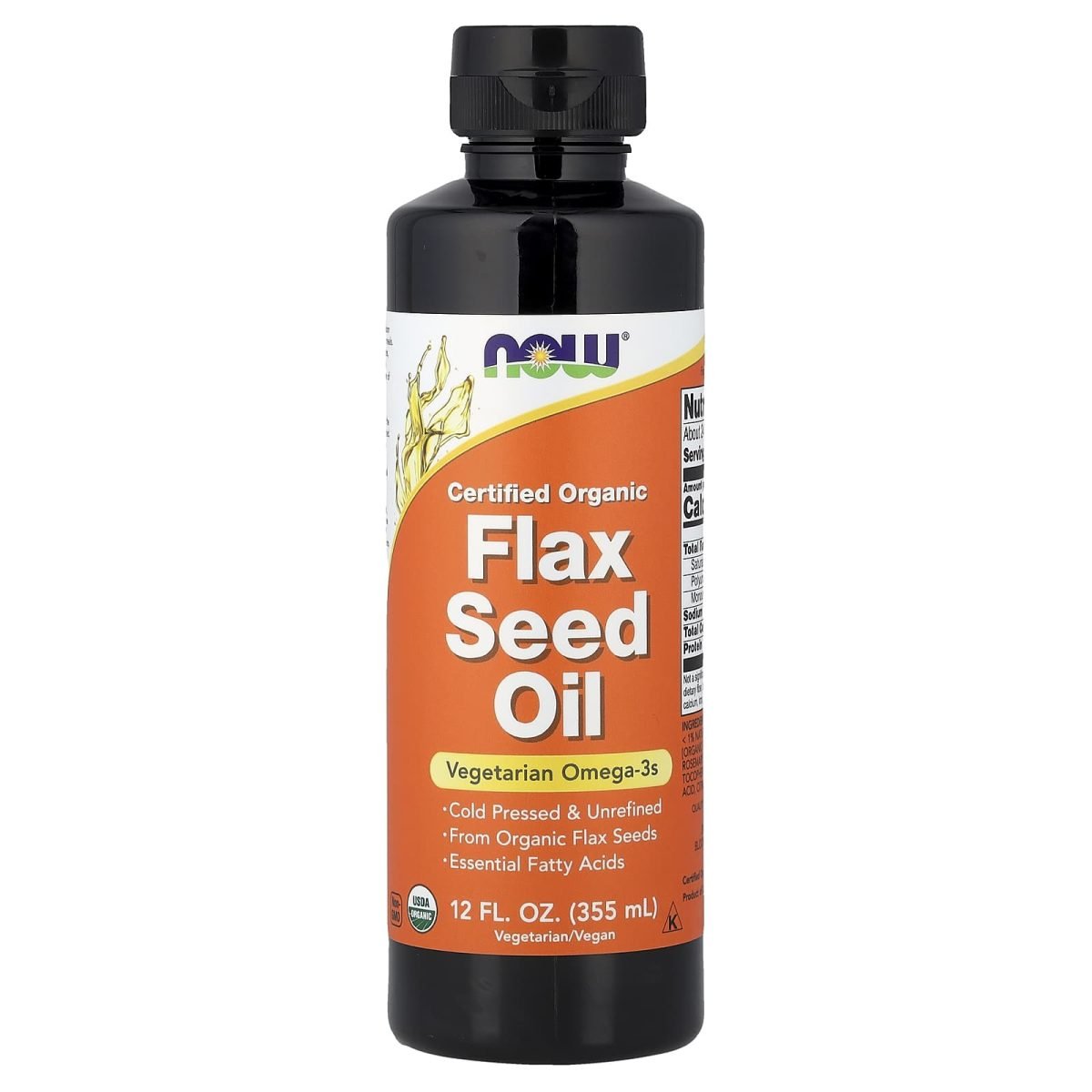 NOW Foods, Óleo de Semente de Linhaça Orgânica Certificada, 355 ml (12 fl oz)
