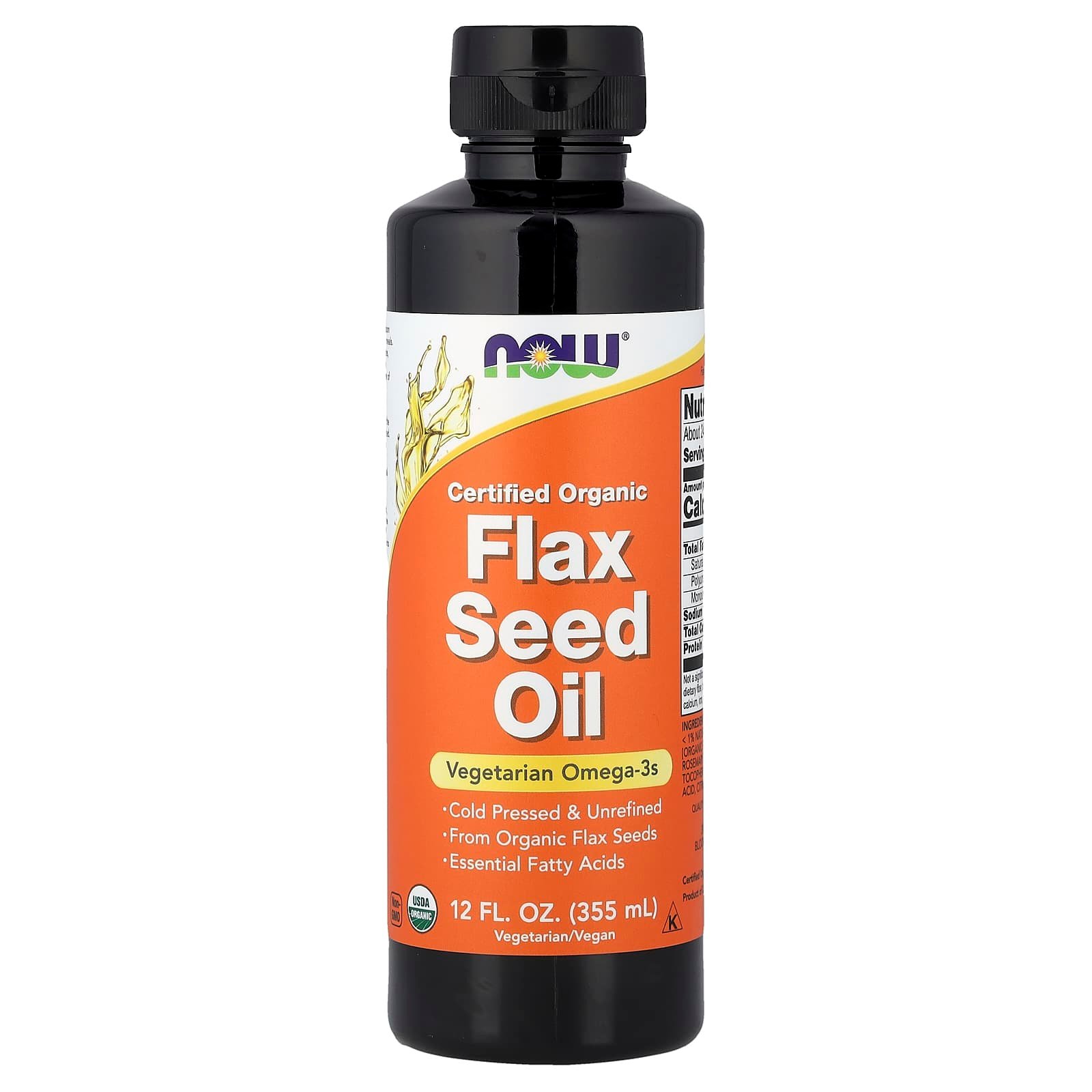 NOW Foods, Óleo de Semente de Linhaça Orgânica Certificada, 355 ml (12 fl oz)