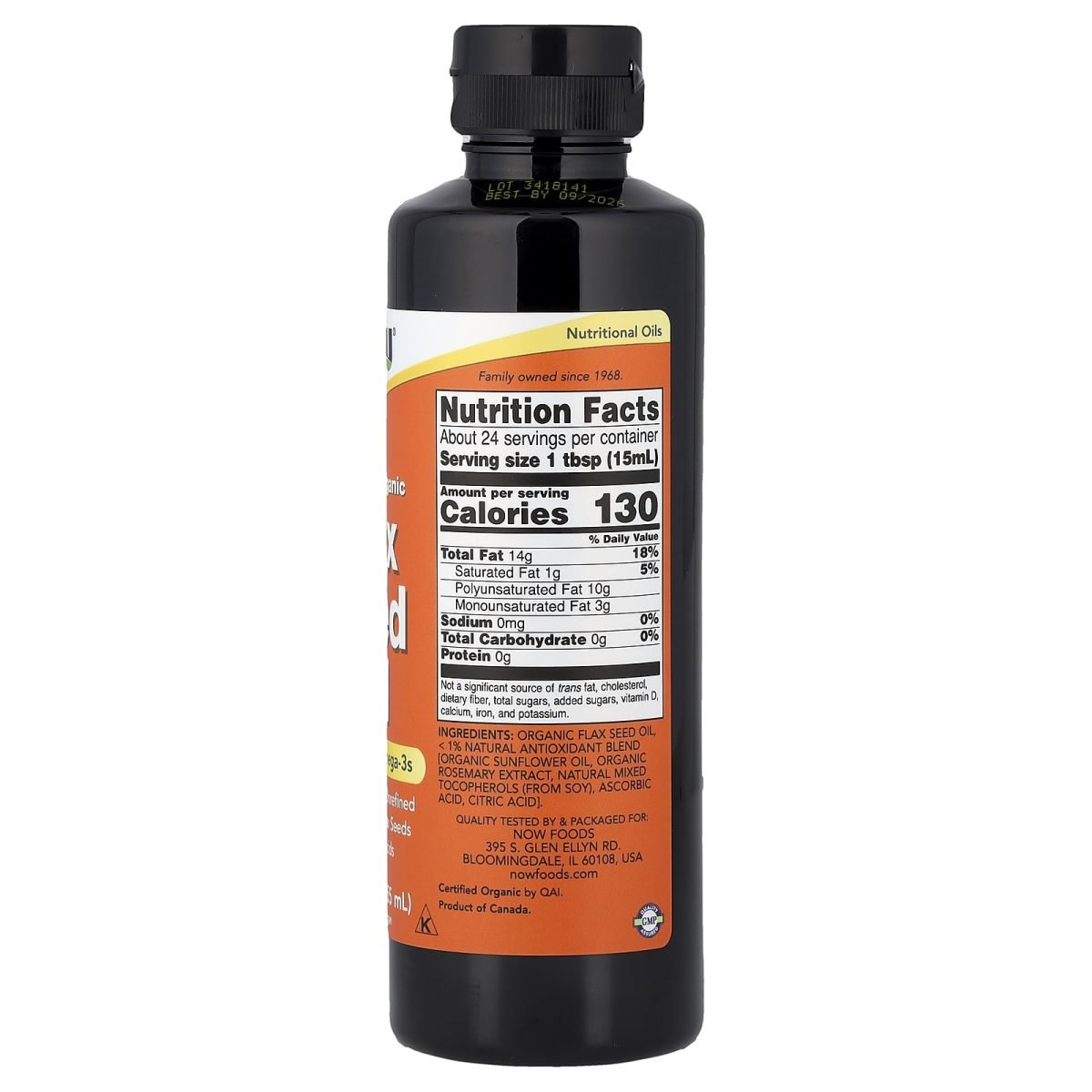 NOW Foods, Óleo de Semente de Linhaça Orgânica Certificada, 355 ml (12 fl oz), foto 2