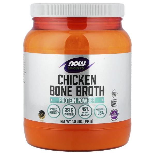 NOW Foods, Esportes, Caldo de Frango e Proteína em Pó, 544 g (1,2 lbs)