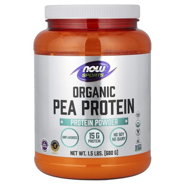NOW Foods, Sports, Proteína em Pó de Ervilha Orgânica, Unflavored, 680 g (1,5 lb)