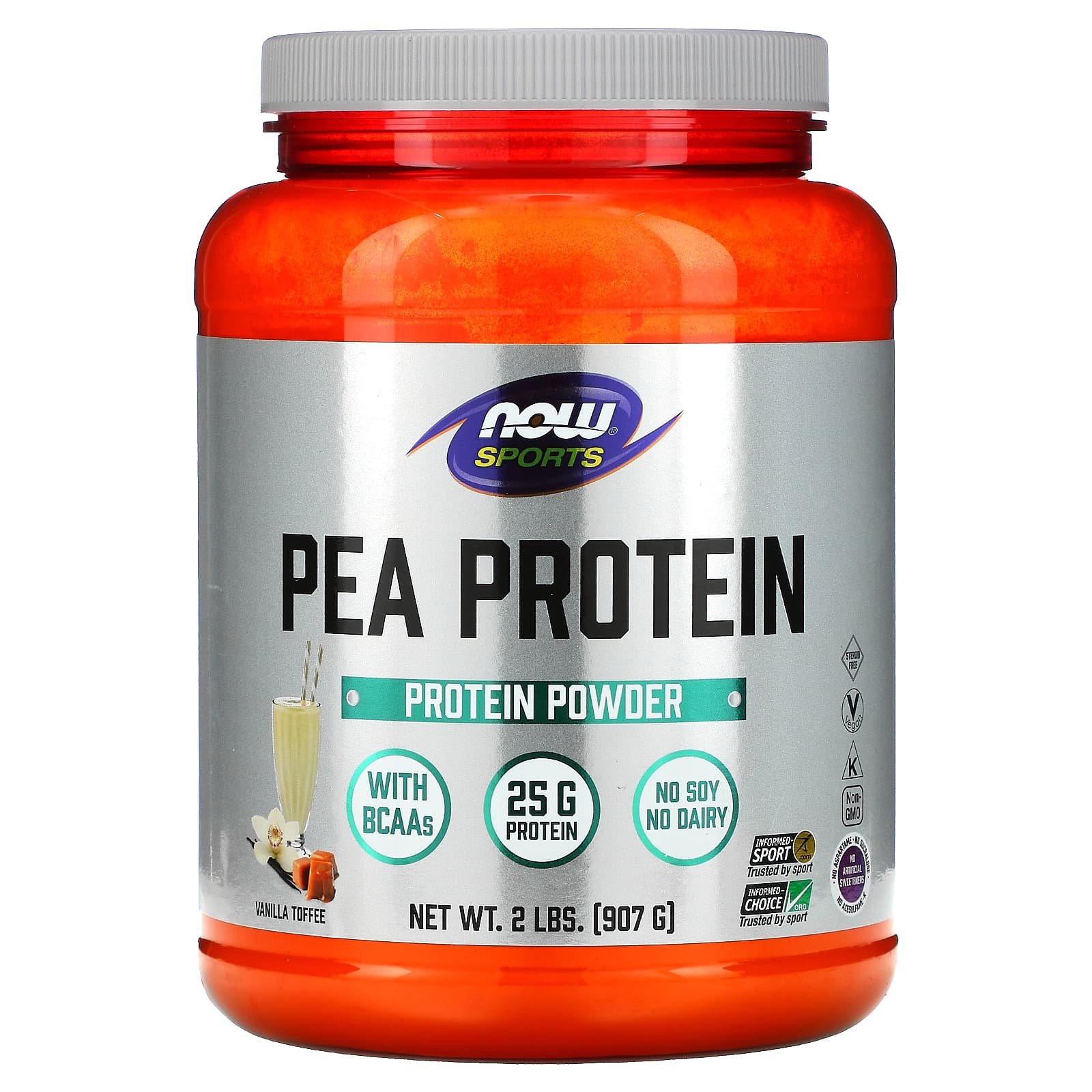NOW Foods, Sports, Proteína de Ervilha, Vanilla Toffee, 907 g (2 lbs)