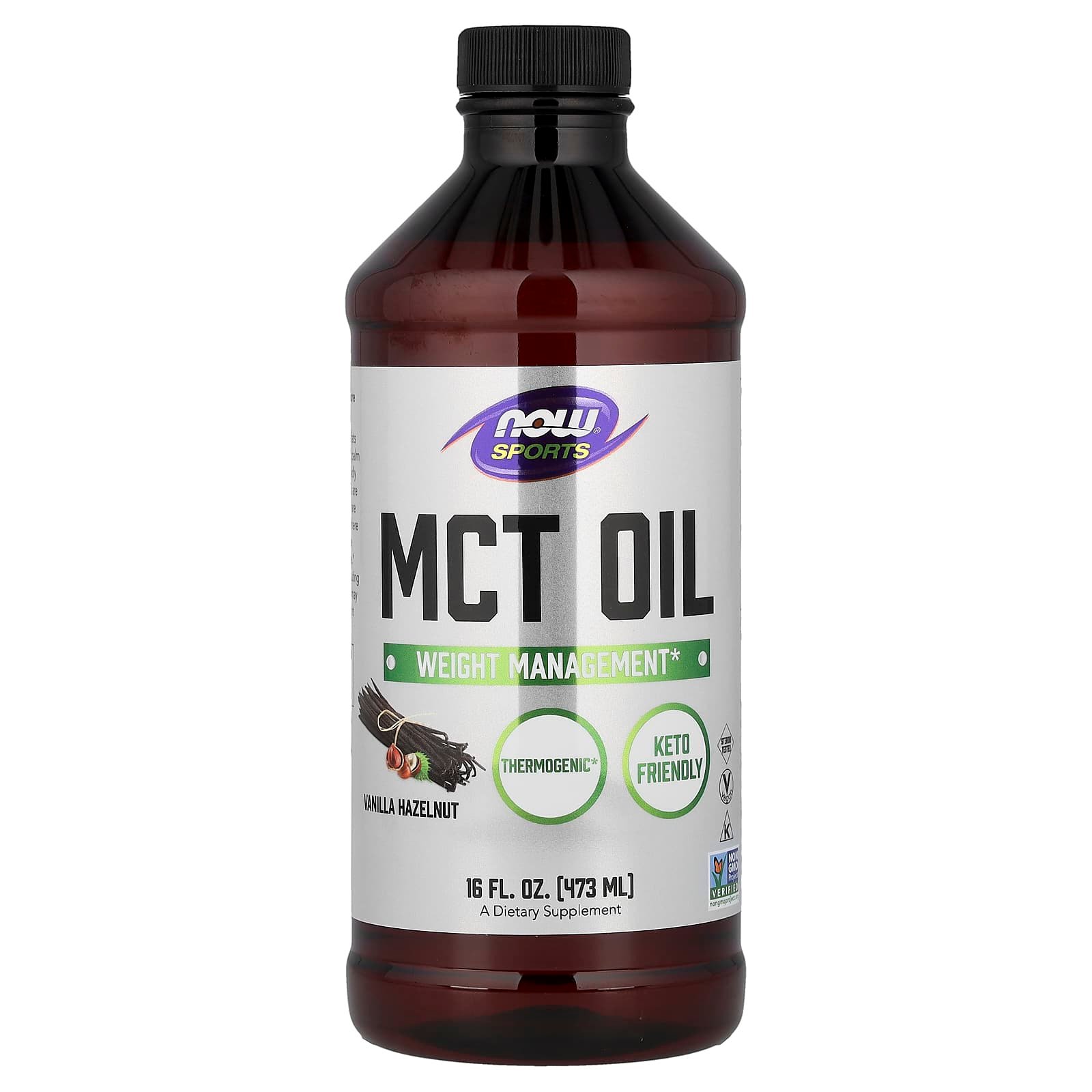 NOW Foods, Sports, Óleo TCM, Vanilla Hazelnut, 473 ml (16 fl oz)
