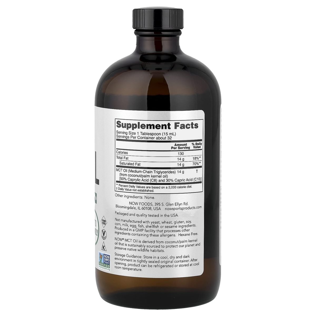 NOW Foods, Sports, MCT Oil, Unflavored, 16 fl oz (473 ml), foto 2