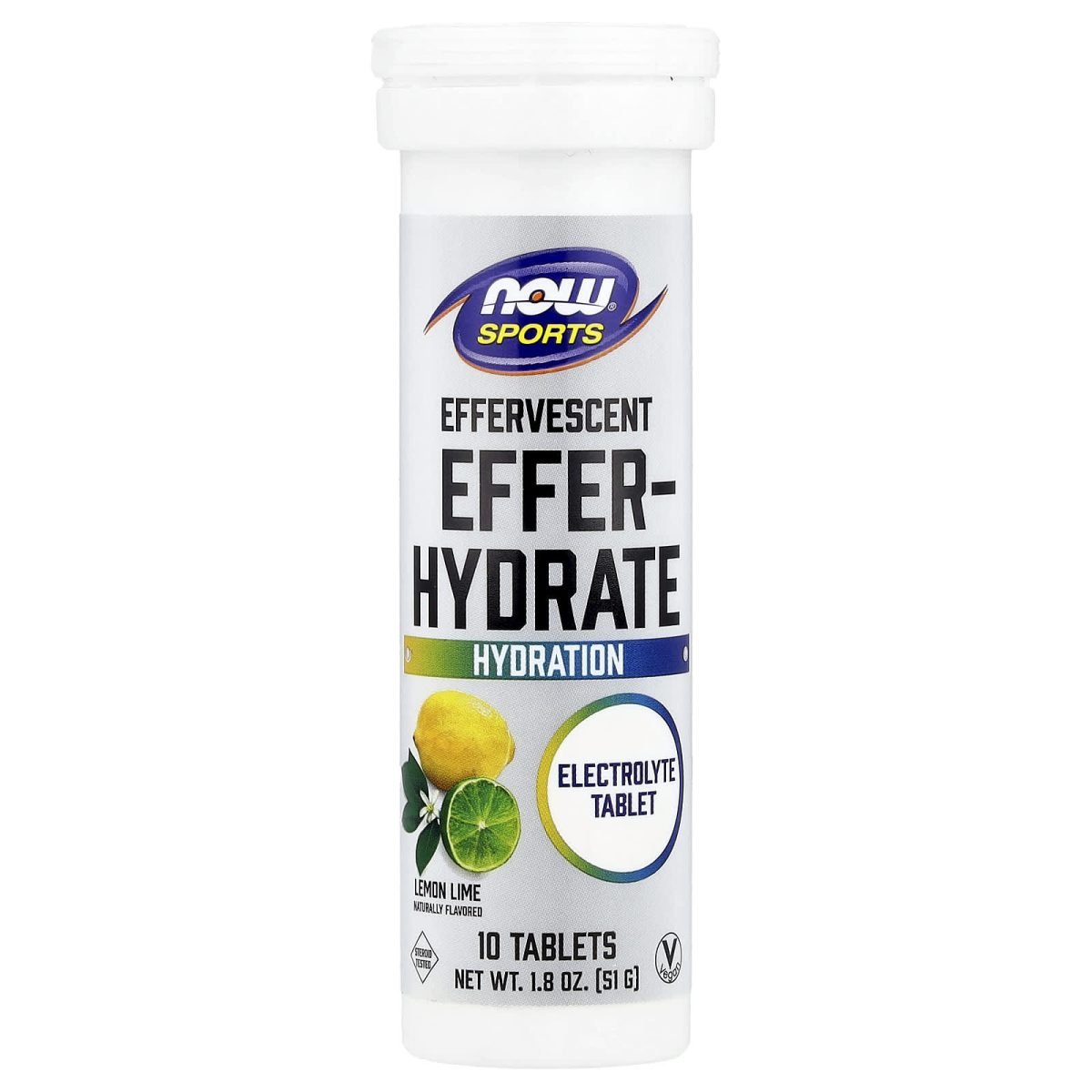 NOW Foods, Sports, Effer-Hydrate, Lemon Lime, 10 Comprimidos, 51 g (1,8 oz)