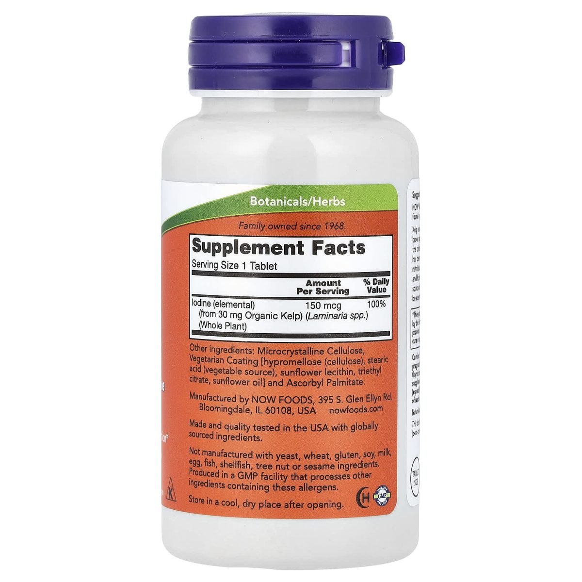 NOW Foods, Alga Castanha, 150 mcg, 200 Comprimidos, foto 2