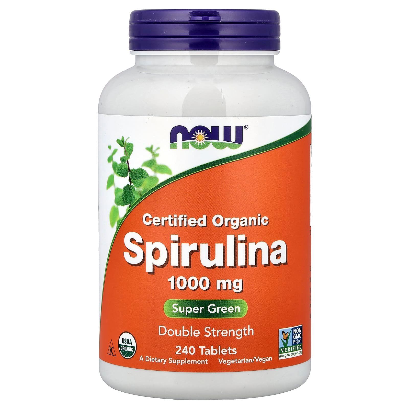 NOW Foods, Espirulina Orgânica Certificada, 1.000 mg, 240 comprimidos