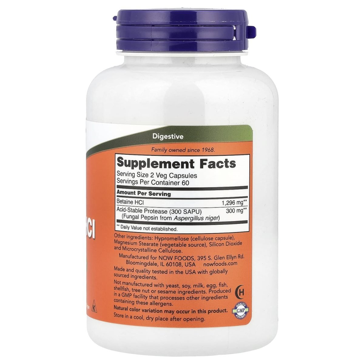 NOW Foods, Cloridrato de Betaína, 120 Cápsulas Vegetais, foto 2