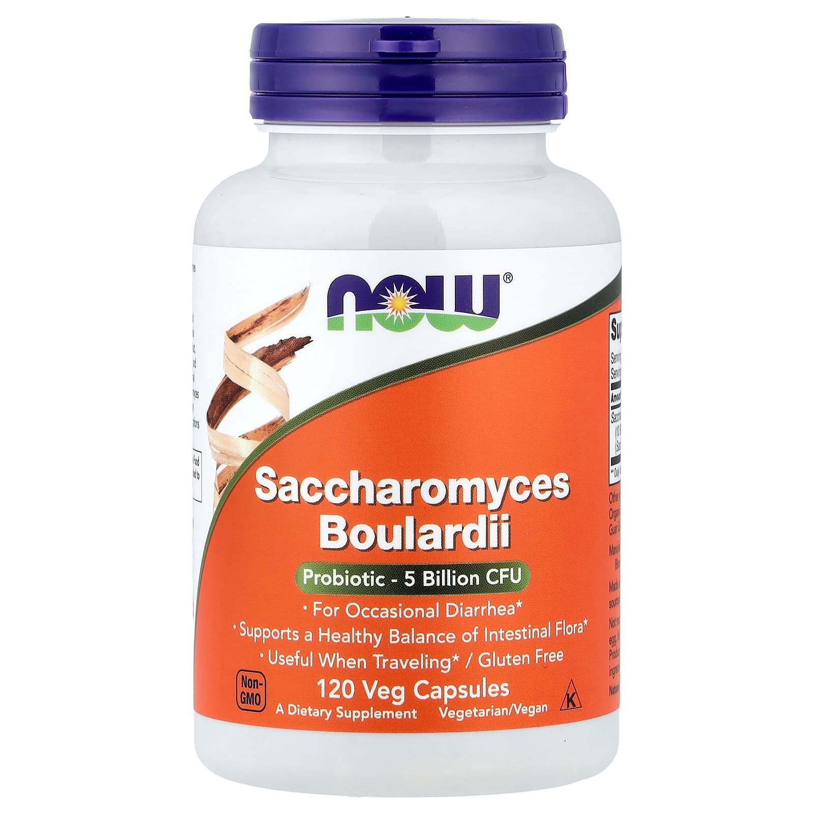 NOW Foods, Saccharomyces boulardii, 120 Cápsulas Vegetais (500 mg por Cápsula)