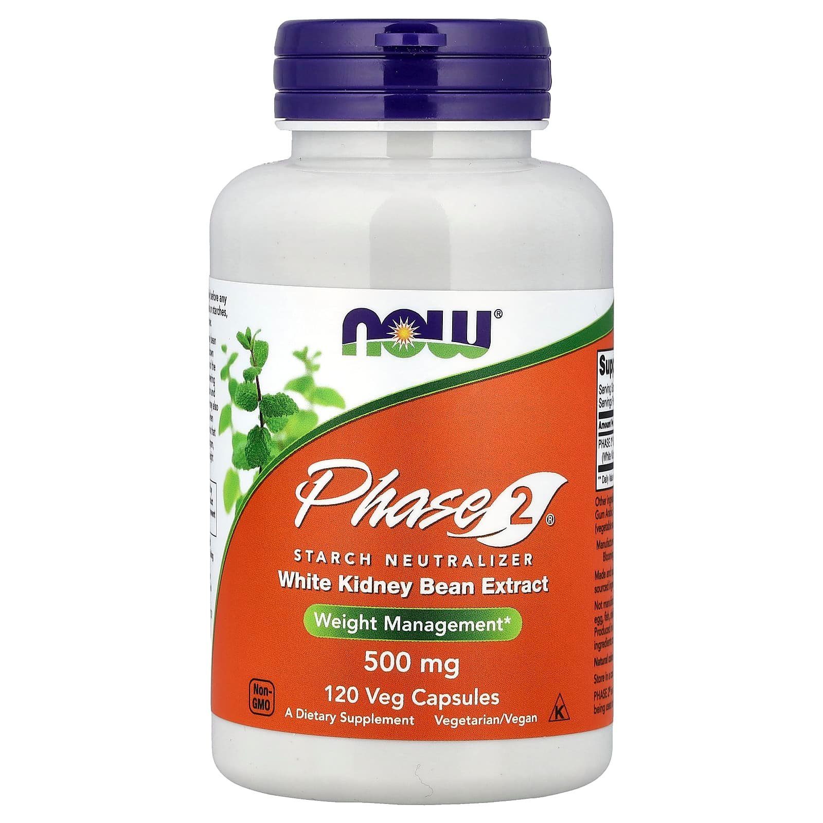 NOW Foods, Phase 2®, Neutralizador de Amido, 500 mg, 120 Cápsulas Vegetais