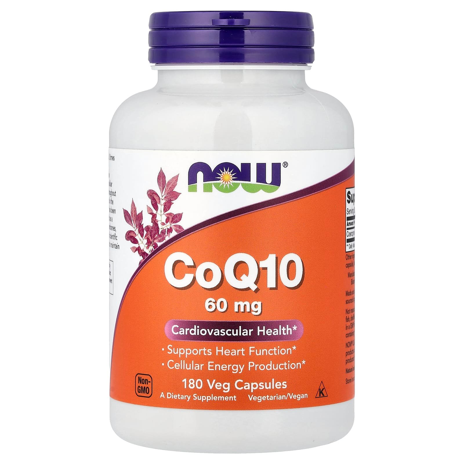 NOW Foods, CoQ10, 60 mg, 180 Cápsulas Vegetais