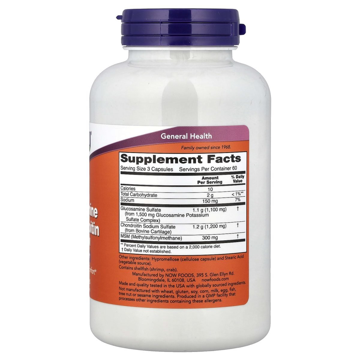NOW Foods, Glucosamine e Condroitina com MSM, 180 Cápsulas, foto 2