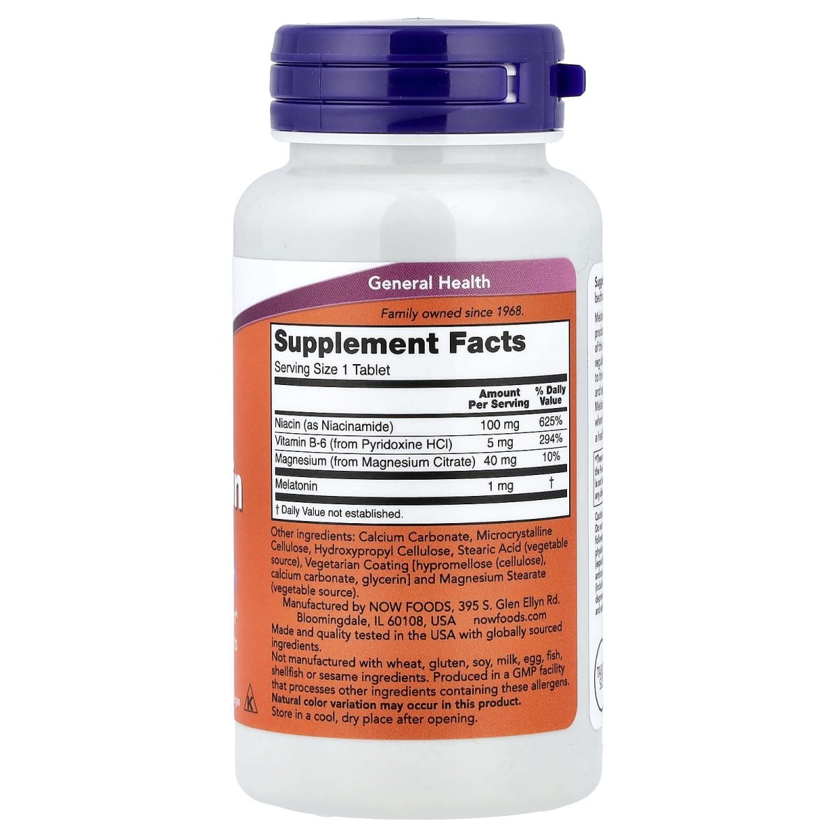 NOW Foods, Melatonin, 1 mg, 100 Tablets, foto 2