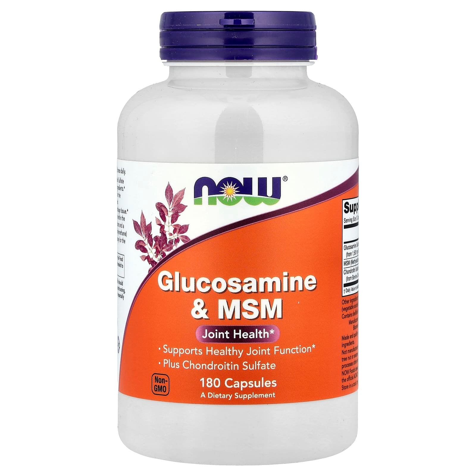 NOW Foods, Glucosamina e MSM, 180 Cápsulas Vegetais