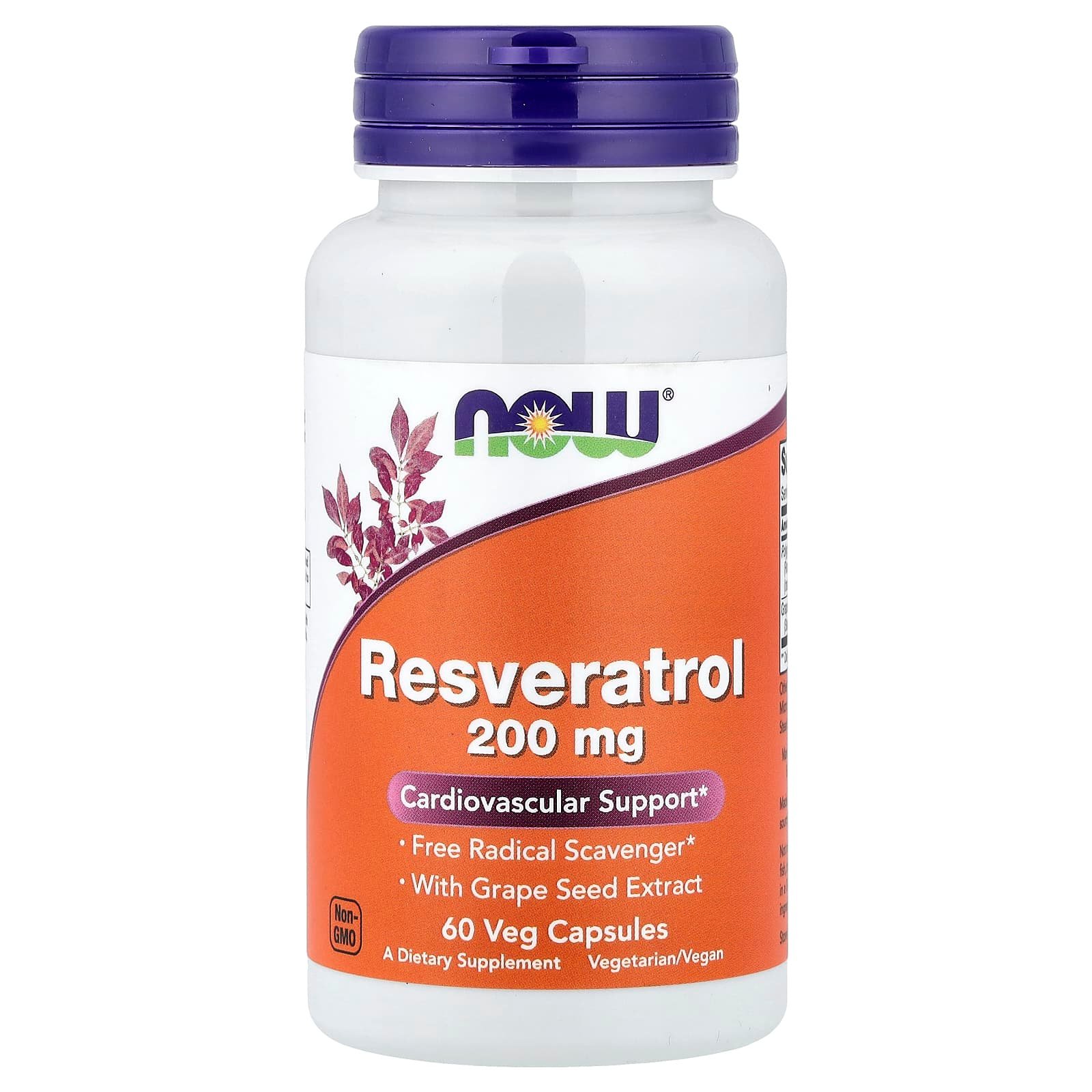 NOW Foods, Resveratrol Natural, 200 mg, 60 Cápsulas Vegetais