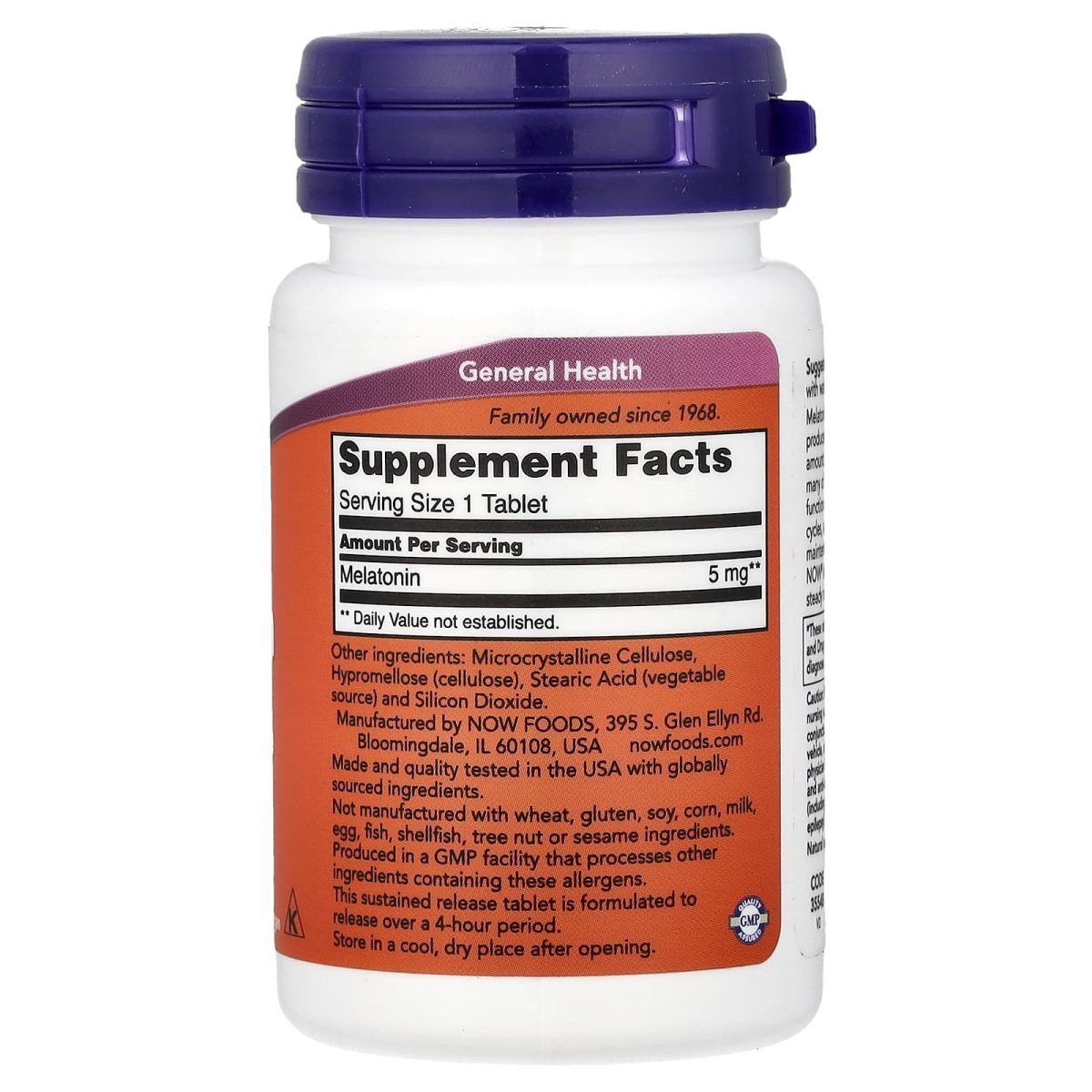 NOW Foods, Melatonin, 5 mg, 120 Tablets, foto 2