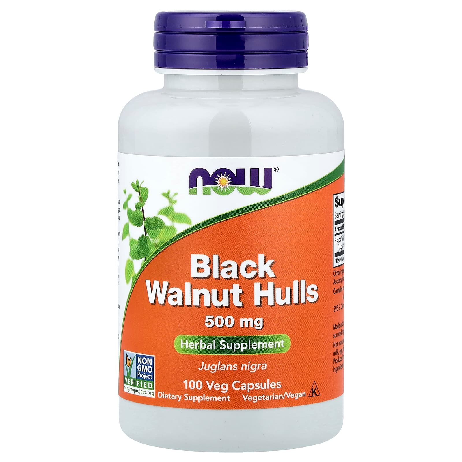 NOW Foods, Black Walnut Hulls (Cascas de Noz-preta), 500 mg, 100 Cápsulas