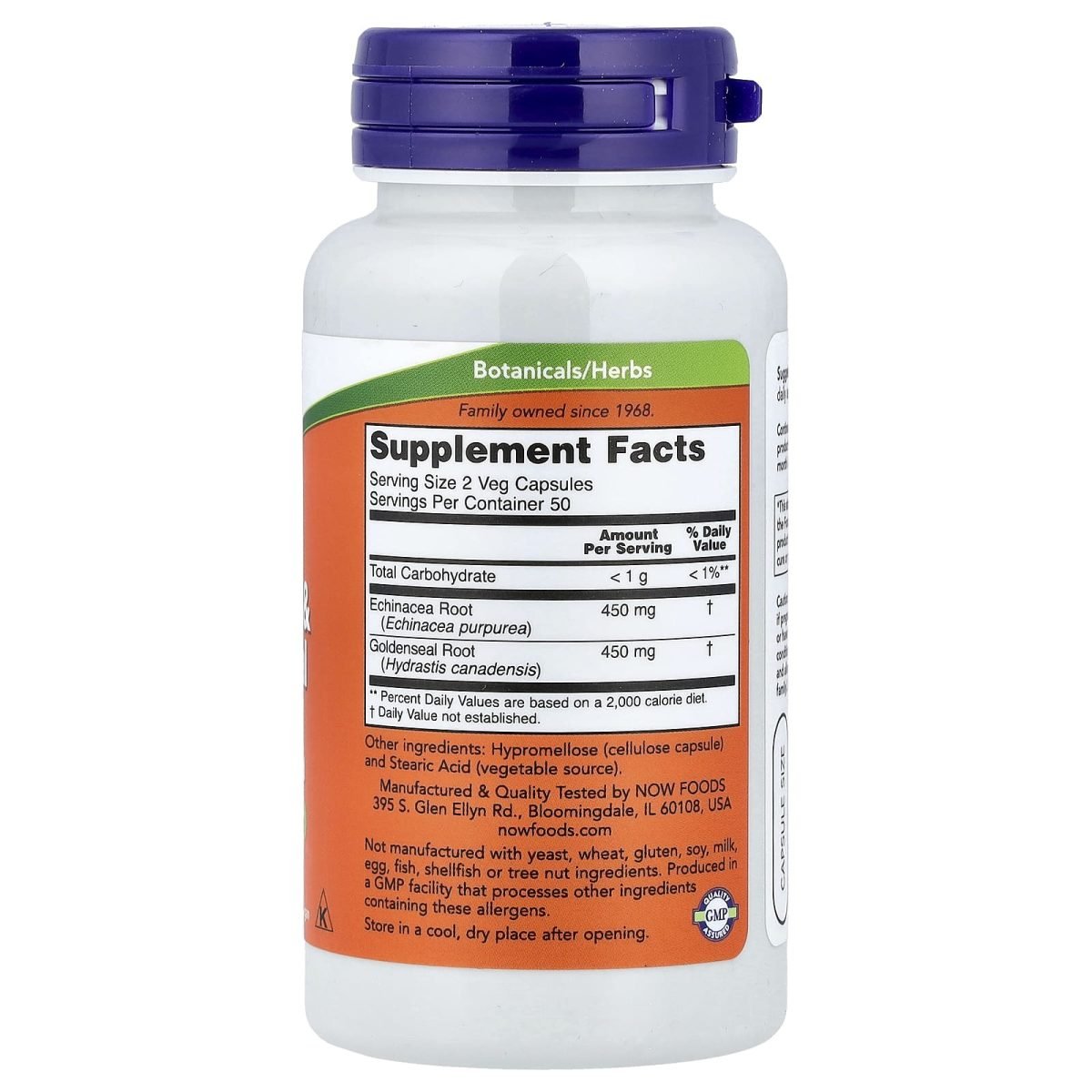 NOW Foods, Raiz de Echinacea e Hidraste, 100 Cápsulas Vegetais, foto 2