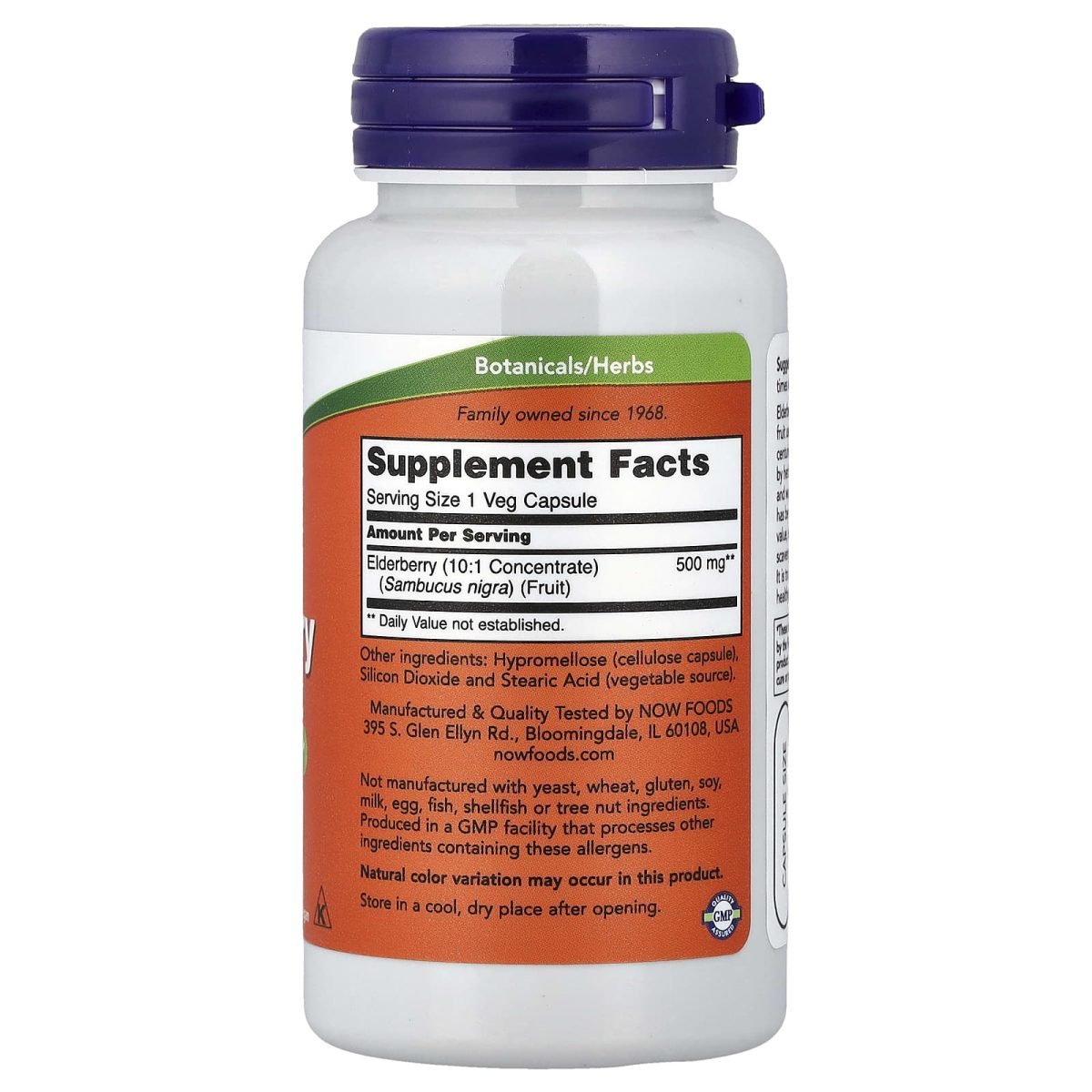 NOW Foods, Sabugueiro, 500 mg, 60 Cápsulas Vegetais, foto 2