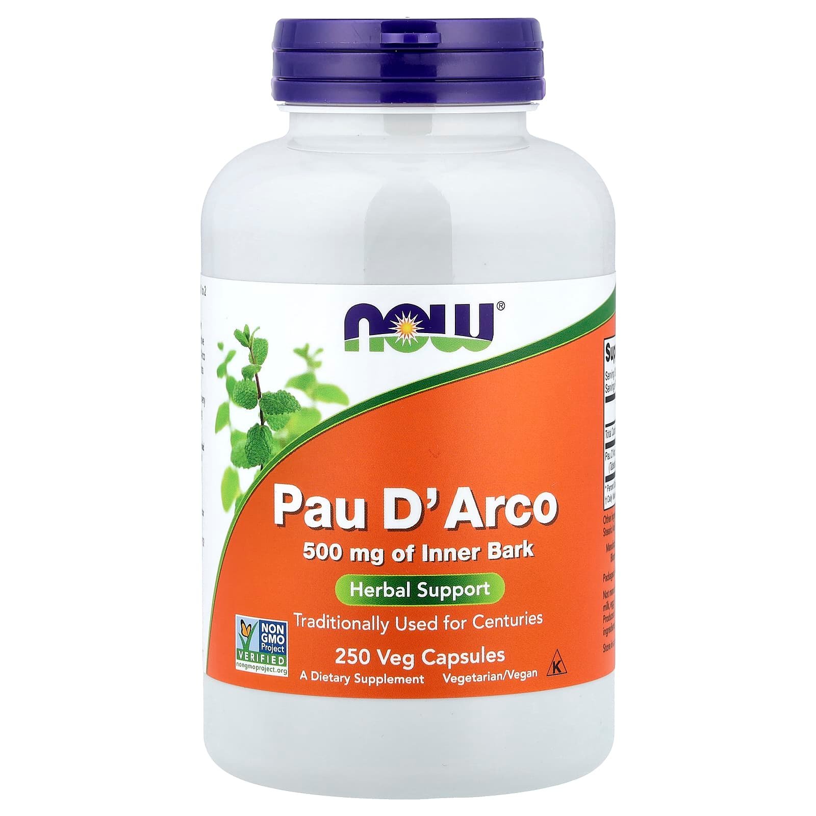 NOW Foods, Pau D'Arco, 500 mg, 250 Cápsulas Vegetais