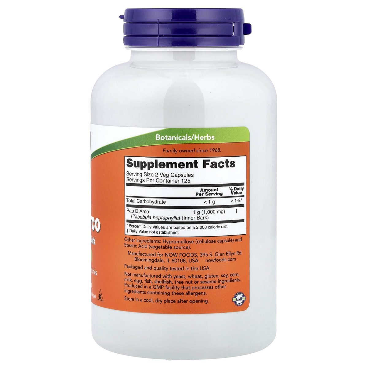 NOW Foods, Pau D'Arco, 500 mg, 250 Cápsulas Vegetais, foto 2