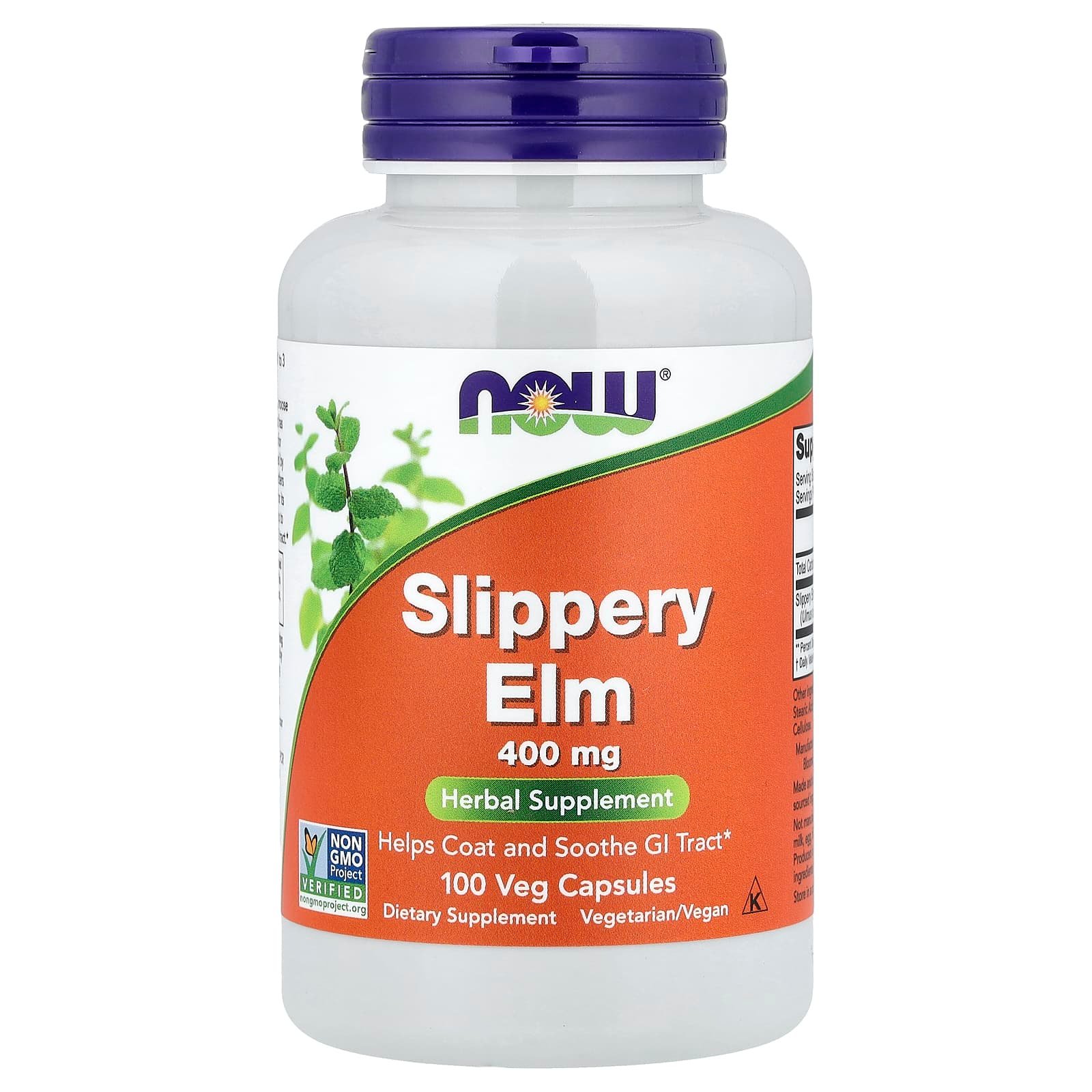 NOW Foods, Olmo-escorregadio, 400 mg, 100 Cápsulas Vegetais