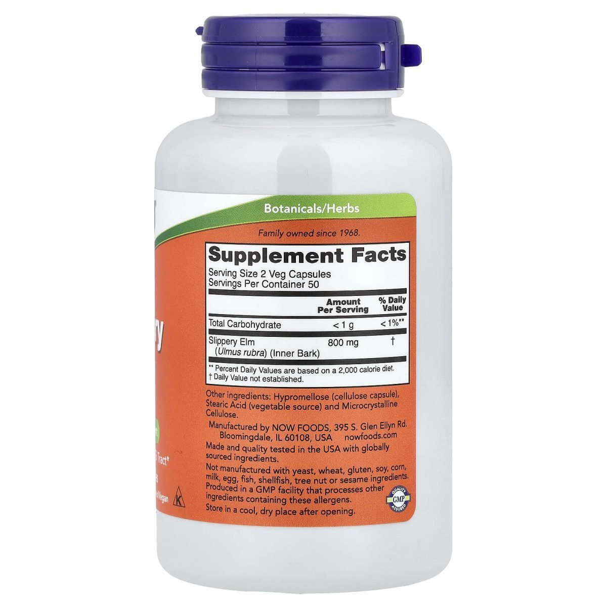 NOW Foods, Olmo-escorregadio, 400 mg, 100 Cápsulas Vegetais, foto 2