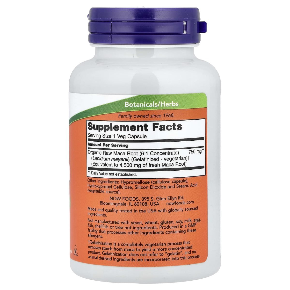 NOW Foods, Raw Maca, 750 mg, 90 Veg Capsules, foto 2