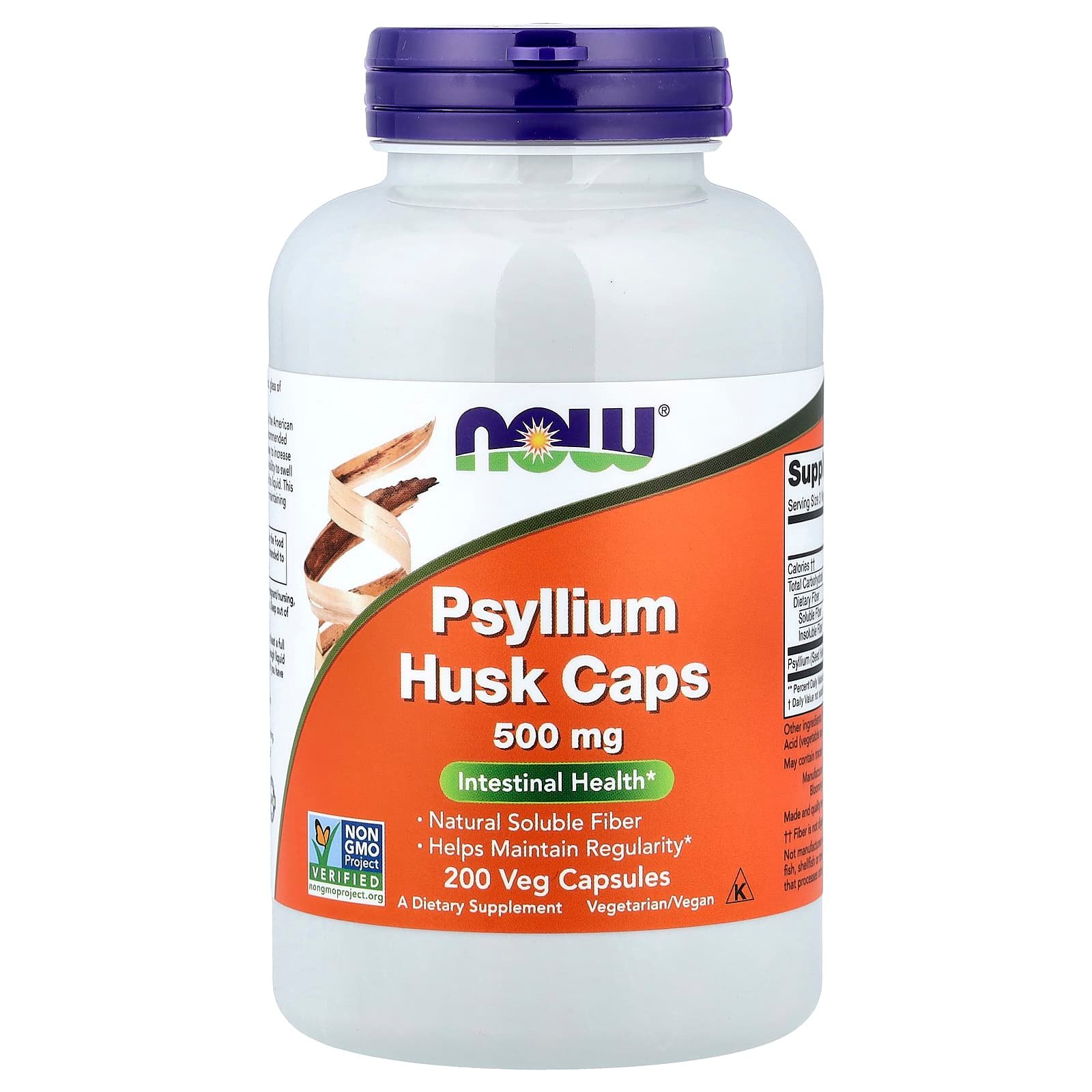NOW Foods, Cápsulas de Casca de Psílio, 200 Cápsulas Vegetais (0,5 g por Cápsula)