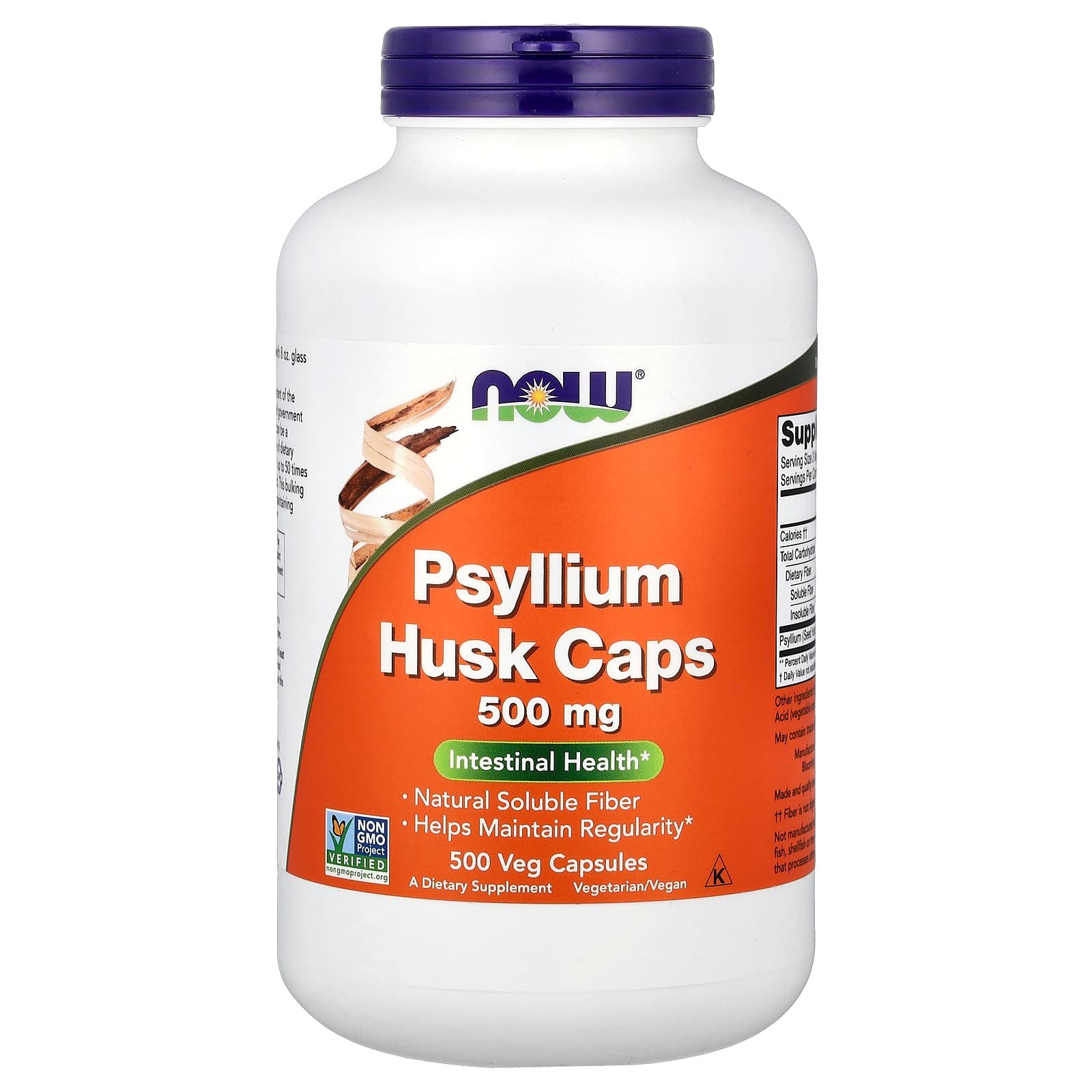 NOW Foods, Cápsulas de Casca de Psílio, 500 mg, 500 Cápsulas Vegetais