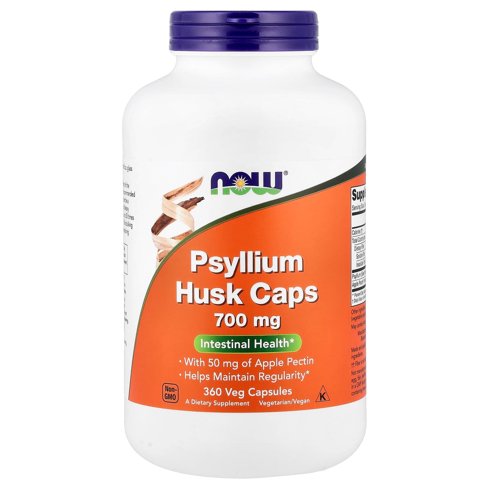 NOW Foods, Cápsulas de Casca de Psílio, 360 Cápsulas Vegetais (700 mg por Cápsula)