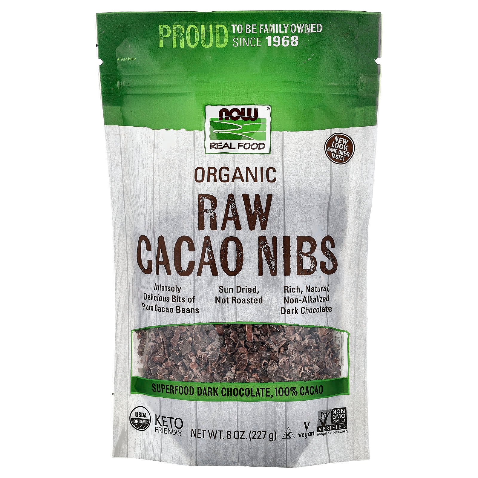 NOW Foods, Gotas de Cacau Cru e Orgânico, 227 g (8 oz)